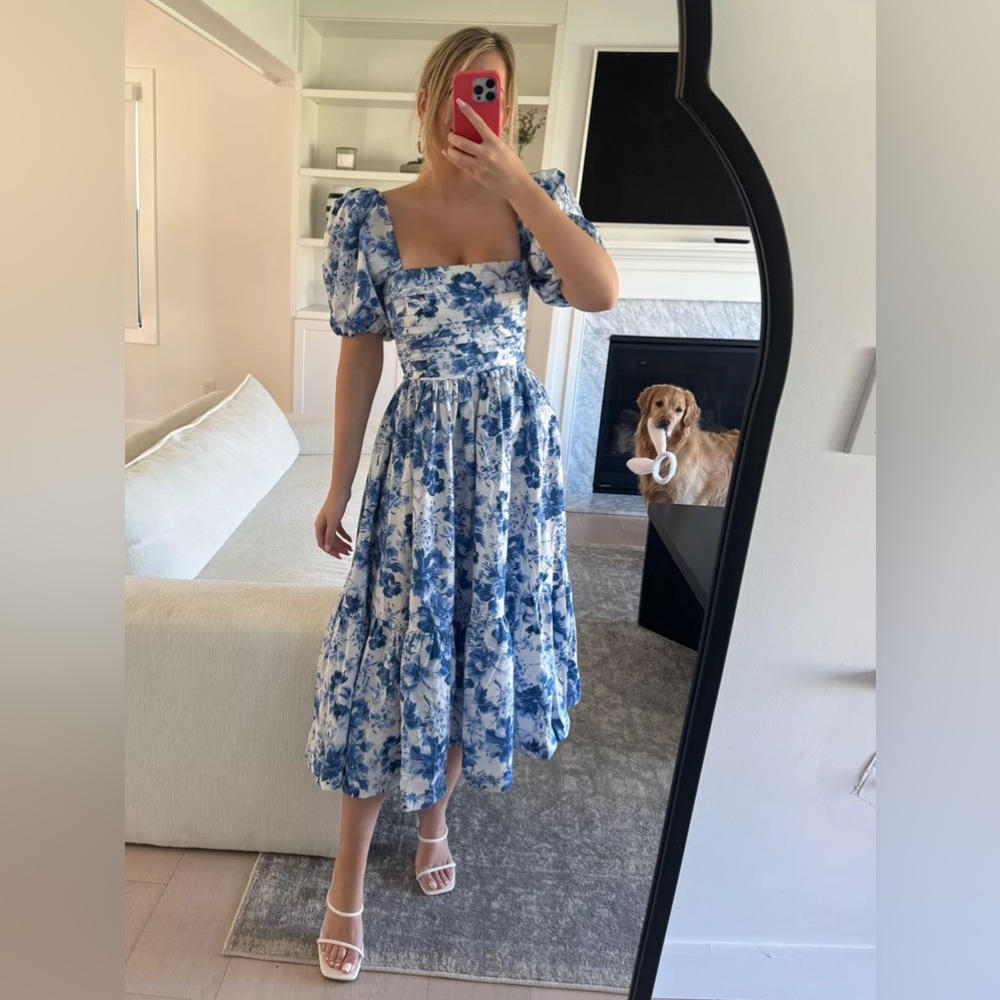 A&F Emerson poplin puff sleeve midi dress